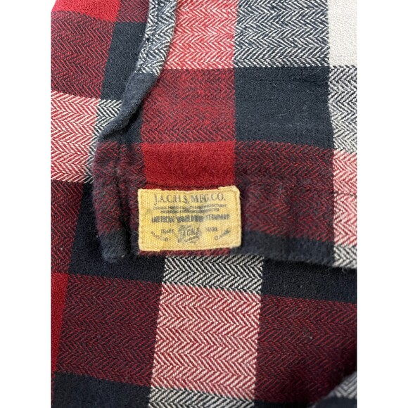 Jachs MFG Co. Red Black Grey Checkered Plaid Flannel Shirt - Men's Large - Picture 7 of 10